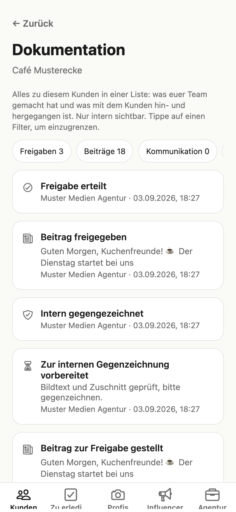 Freigabekette in der PostOS-Agentursuite
