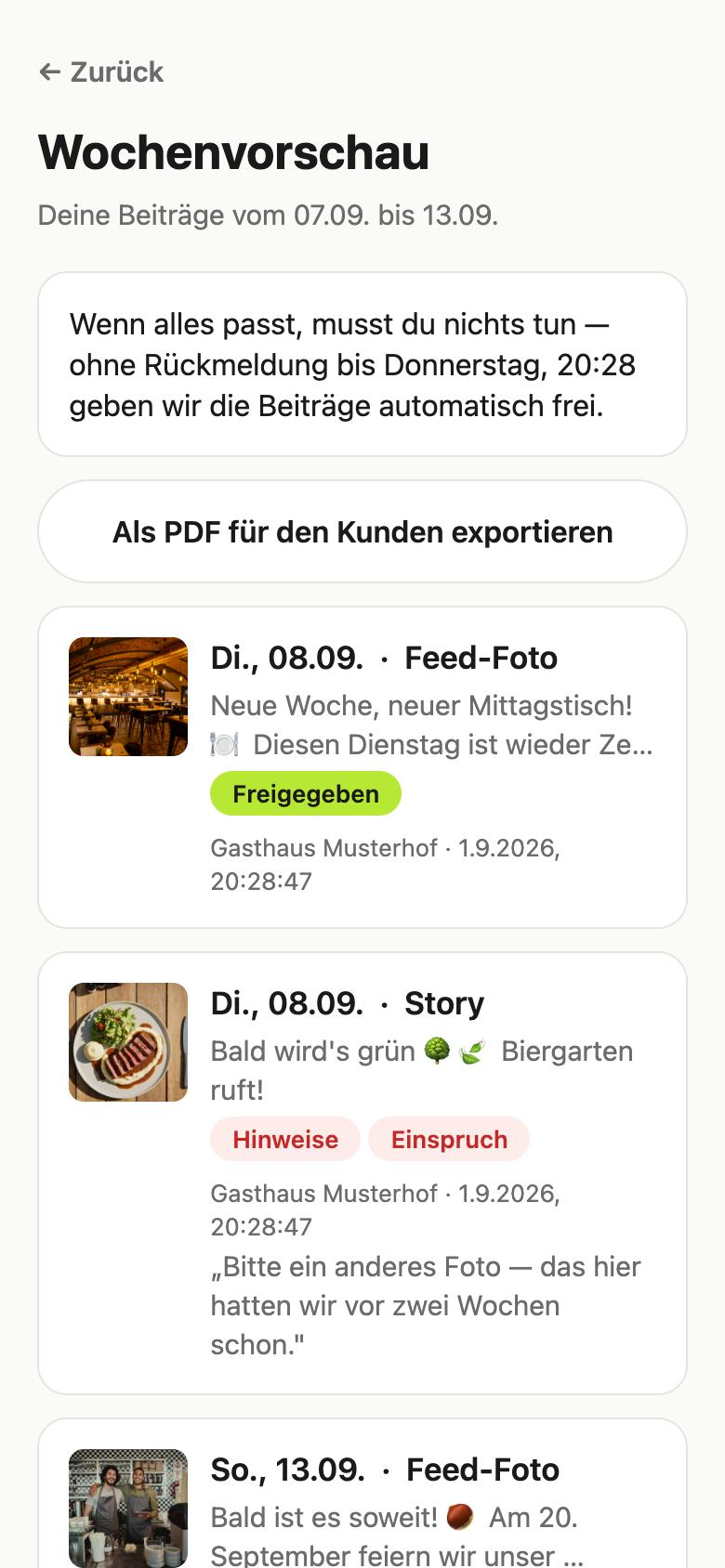 Wochenvorschau in PostOS mit den geplanten Beiträgen